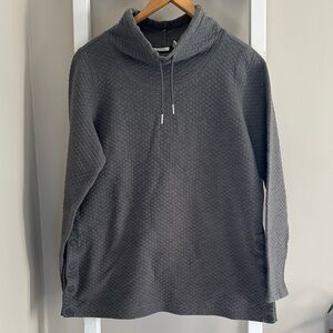 LL Bean Quilted Cowl Neck Drawstring Pullover Sweatshirt